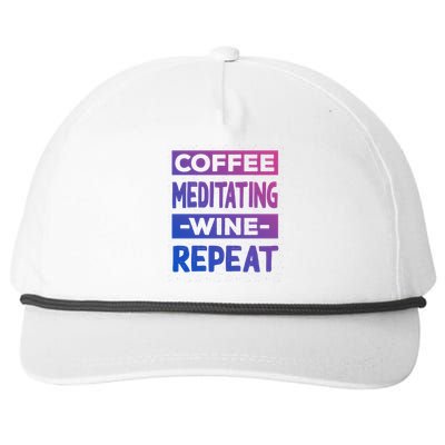 Coffee Meditating Wine Repeat Yoga Coffee Lover Pilates Gift Snapback Five-Panel Rope Hat