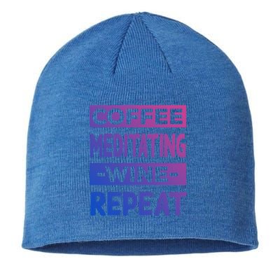 Coffee Meditating Wine Repeat Yoga Coffee Lover Pilates Gift Sustainable Beanie