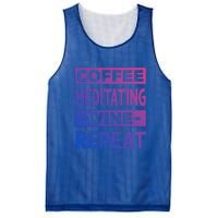 Coffee Meditating Wine Repeat Yoga Coffee Lover Pilates Gift Mesh Reversible Basketball Jersey Tank