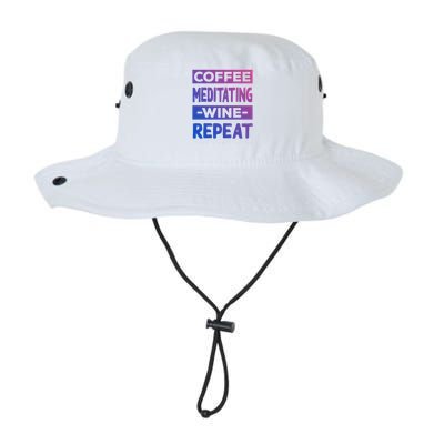 Coffee Meditating Wine Repeat Yoga Coffee Lover Pilates Gift Legacy Cool Fit Booney Bucket Hat