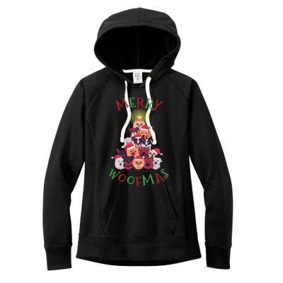 Cute Merry Woofmas Dog Xmas Tree Meaningful Gift Women's Fleece Hoodie