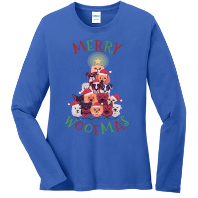 Cute Merry Woofmas Dog Xmas Tree Meaningful Gift Ladies Long Sleeve Shirt