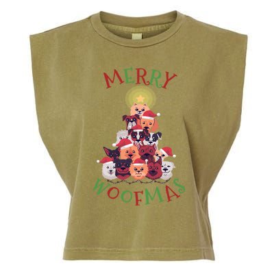 Cute Merry Woofmas Dog Xmas Tree Meaningful Gift Garment-Dyed Women's Muscle Tee