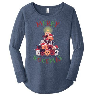 Cute Merry Woofmas Dog Xmas Tree Meaningful Gift Women's Perfect Tri Tunic Long Sleeve Shirt