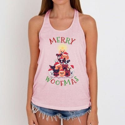 Cute Merry Woofmas Dog Xmas Tree Meaningful Gift Women's Knotted Racerback Tank