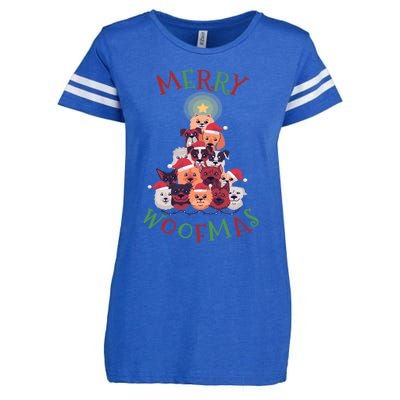 Cute Merry Woofmas Dog Xmas Tree Meaningful Gift Enza Ladies Jersey Football T-Shirt