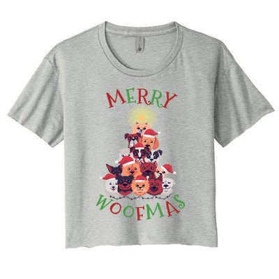 Cute Merry Woofmas Dog Xmas Tree Meaningful Gift Women's Crop Top Tee