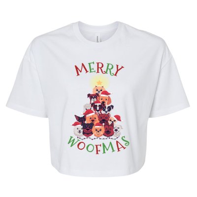 Cute Merry Woofmas Dog Xmas Tree Meaningful Gift Bella+Canvas Jersey Crop Tee