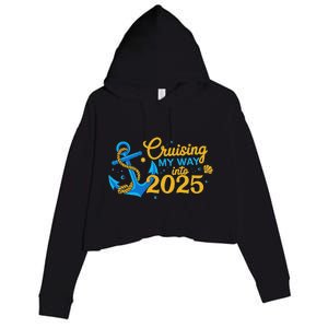 Cruising My Way Into 2025 Happy New Year 2025 Anchor Crop Fleece Hoodie