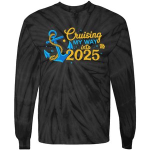 Cruising My Way Into 2025 Happy New Year 2025 Anchor Tie-Dye Long Sleeve Shirt