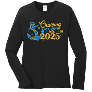 Cruising My Way Into 2025 Happy New Year 2025 Anchor Ladies Long Sleeve Shirt