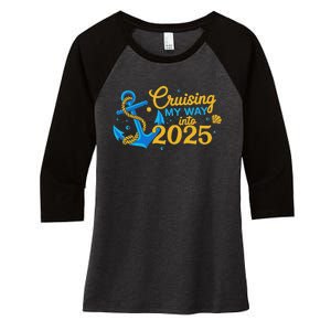 Cruising My Way Into 2025 Happy New Year 2025 Anchor Women's Tri-Blend 3/4-Sleeve Raglan Shirt