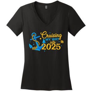 Cruising My Way Into 2025 Happy New Year 2025 Anchor Women's V-Neck T-Shirt