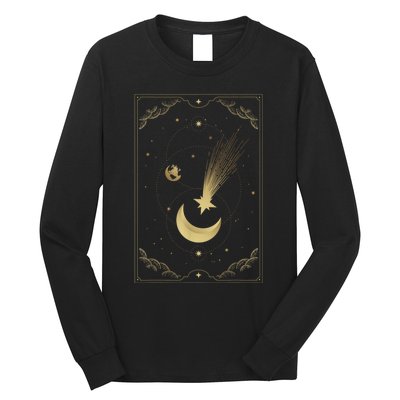 Crescent Moon With Shooting Star Tarot Card Long Sleeve Shirt