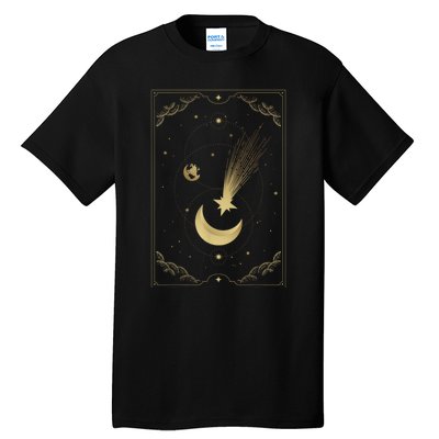 Crescent Moon With Shooting Star Tarot Card Tall T-Shirt