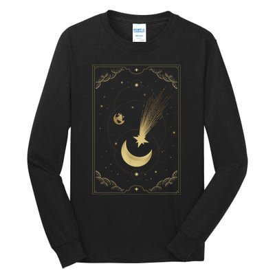 Crescent Moon With Shooting Star Tarot Card Tall Long Sleeve T-Shirt