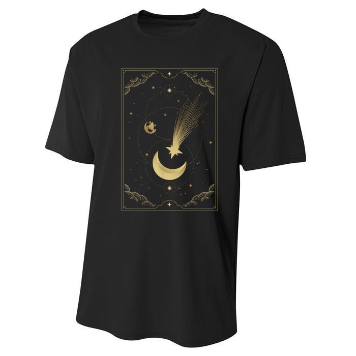 Crescent Moon With Shooting Star Tarot Card Performance Sprint T-Shirt