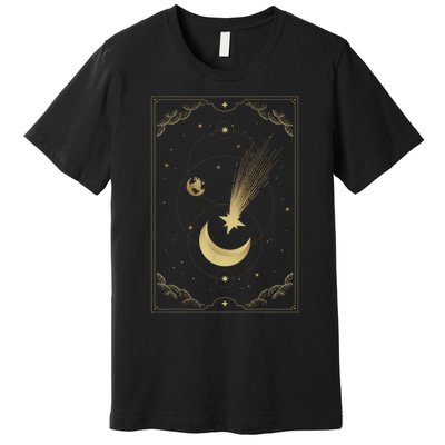 Crescent Moon With Shooting Star Tarot Card Premium T-Shirt