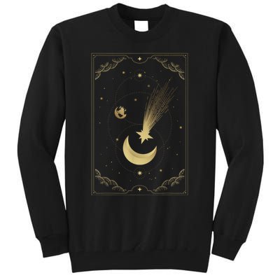 Crescent Moon With Shooting Star Tarot Card Tall Sweatshirt