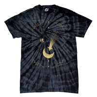 Crescent Moon With Shooting Star Tarot Card Tie-Dye T-Shirt