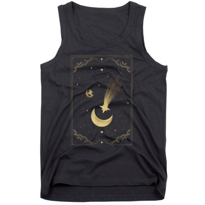 Crescent Moon With Shooting Star Tarot Card Tank Top