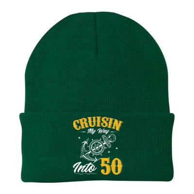 Cruisin My Way Into 50 Funny 50th Birthday Cruise Boat Lover Knit Cap Winter Beanie