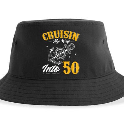 Cruisin My Way Into 50 Funny 50th Birthday Cruise Boat Lover Sustainable Bucket Hat