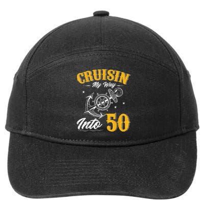 Cruisin My Way Into 50 Funny 50th Birthday Cruise Boat Lover 7-Panel Snapback Hat