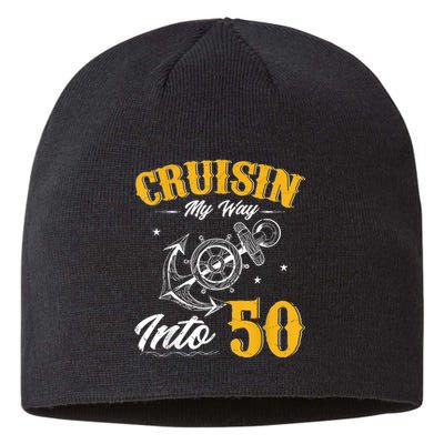 Cruisin My Way Into 50 Funny 50th Birthday Cruise Boat Lover Sustainable Beanie