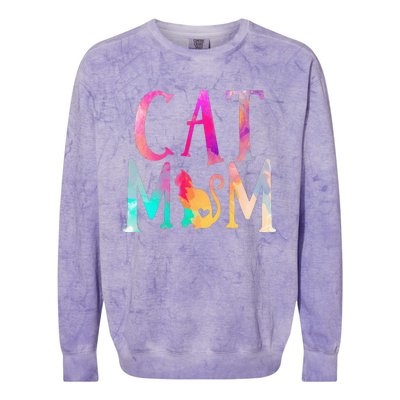 Cat Mom Water Color Funny Cat Owner Colorblast Crewneck Sweatshirt