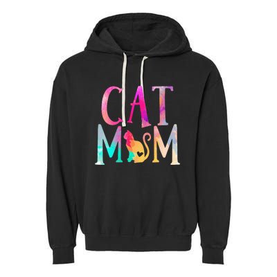 Cat Mom Water Color Funny Cat Owner Garment-Dyed Fleece Hoodie