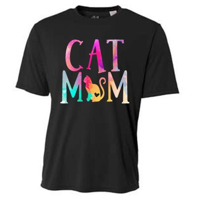 Cat Mom Water Color Funny Cat Owner Cooling Performance Crew T-Shirt