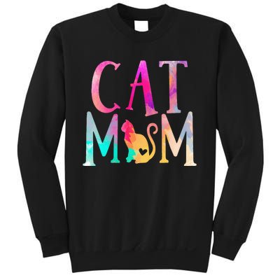 Cat Mom Water Color Funny Cat Owner Sweatshirt