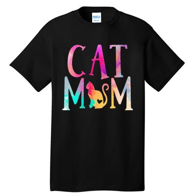 Cat Mom Water Color Funny Cat Owner Tall T-Shirt