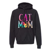 Cat Mom Water Color Funny Cat Owner Premium Hoodie