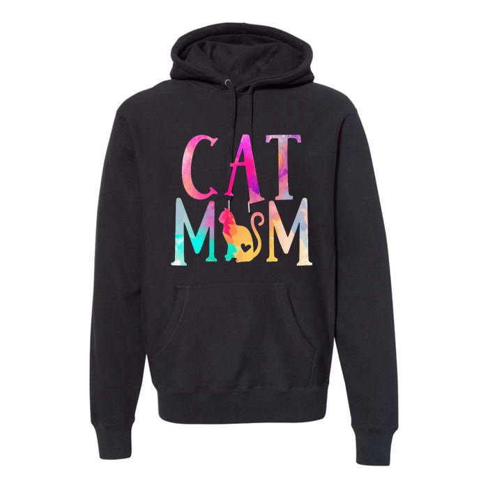 Cat Mom Water Color Funny Cat Owner Premium Hoodie