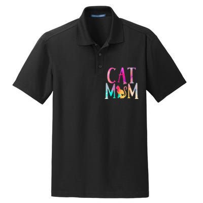 Cat Mom Water Color Funny Cat Owner Dry Zone Grid Polo