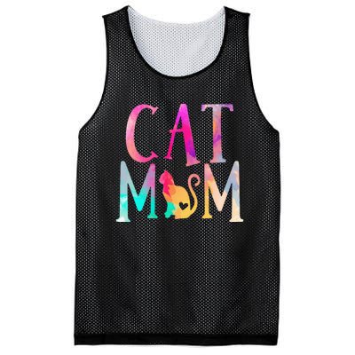 Cat Mom Water Color Funny Cat Owner Mesh Reversible Basketball Jersey Tank