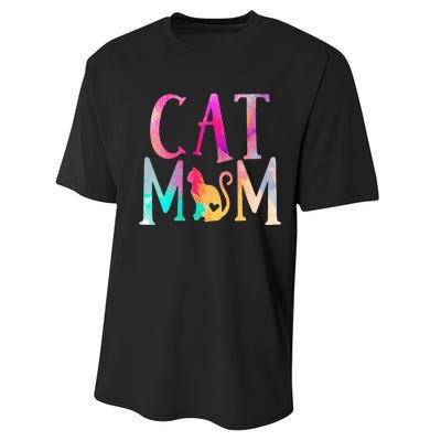 Cat Mom Water Color Funny Cat Owner Performance Sprint T-Shirt