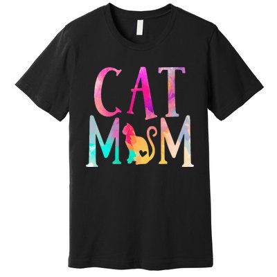 Cat Mom Water Color Funny Cat Owner Premium T-Shirt