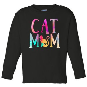 Cat Mom Water Color Funny Cat Owner Toddler Long Sleeve Shirt