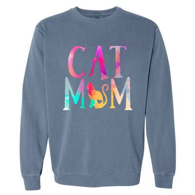 Cat Mom Water Color Funny Cat Owner Garment-Dyed Sweatshirt