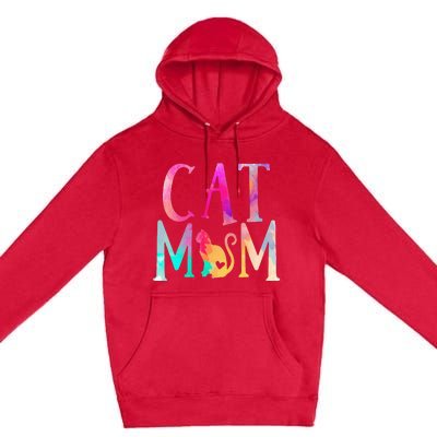 Cat Mom Water Color Funny Cat Owner Premium Pullover Hoodie