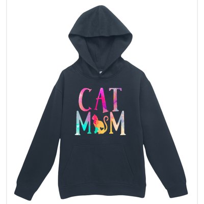 Cat Mom Water Color Funny Cat Owner Urban Pullover Hoodie