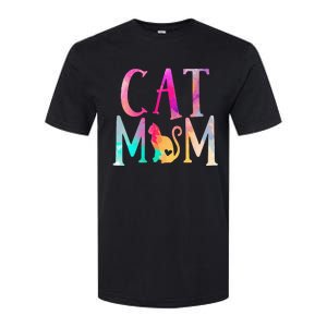 Cat Mom Water Color Funny Cat Owner Softstyle CVC T-Shirt