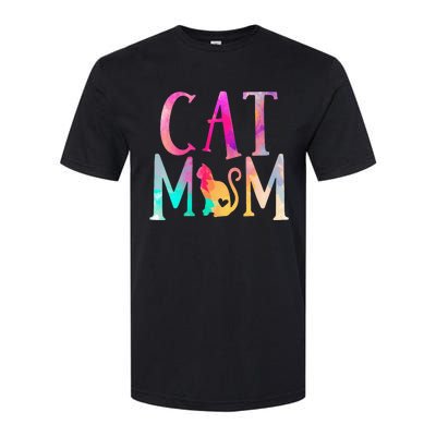 Cat Mom Water Color Funny Cat Owner Softstyle® CVC T-Shirt