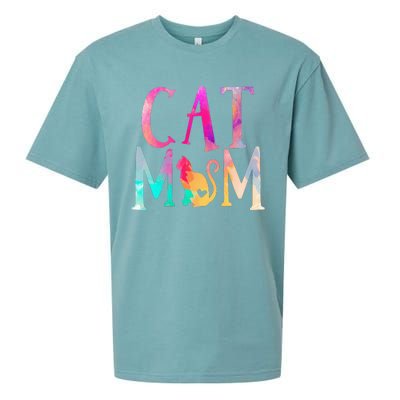 Cat Mom Water Color Funny Cat Owner Sueded Cloud Jersey T-Shirt