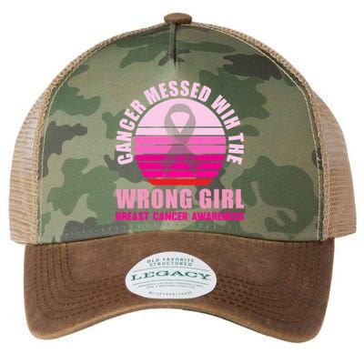 Cancer Messed Wih The Wrong Breast Cancer Awareness Great Gift Legacy Tie Dye Trucker Hat