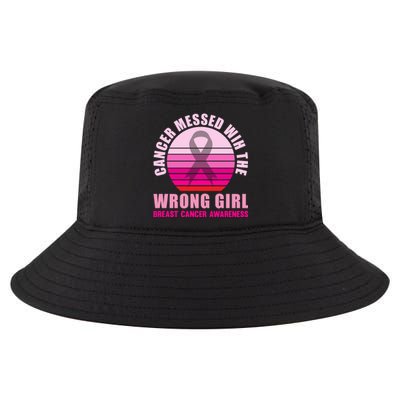 Cancer Messed Wih The Wrong Breast Cancer Awareness Great Gift Cool Comfort Performance Bucket Hat