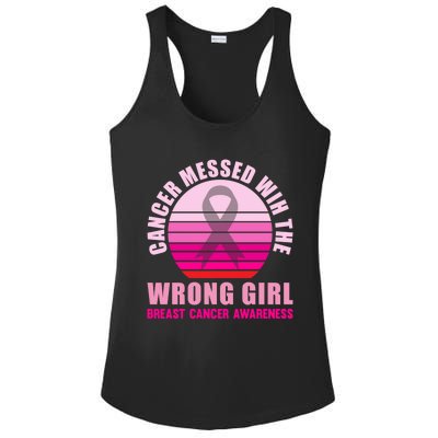 Cancer Messed Wih The Wrong Breast Cancer Awareness Great Gift Ladies PosiCharge Competitor Racerback Tank